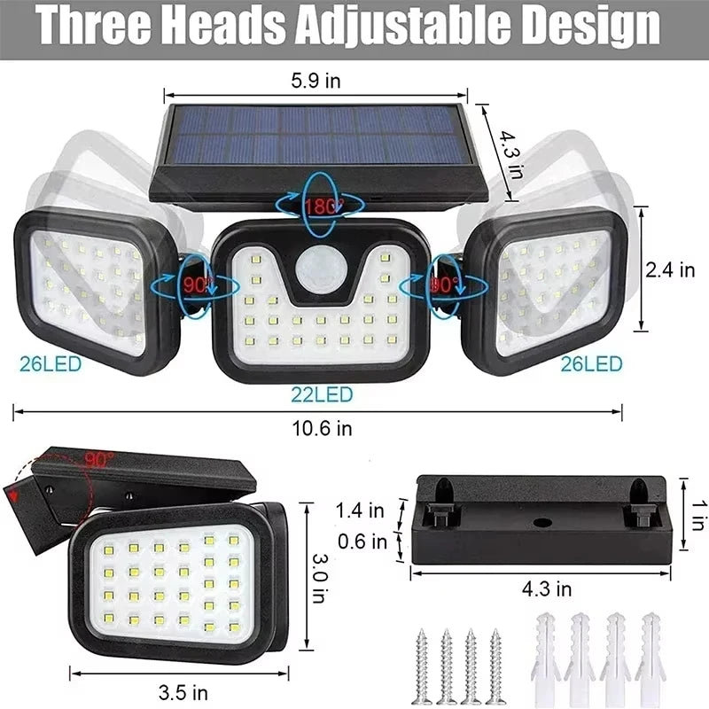Solar Motion Sensor Light β 3 Adjustable Heads β photo 6