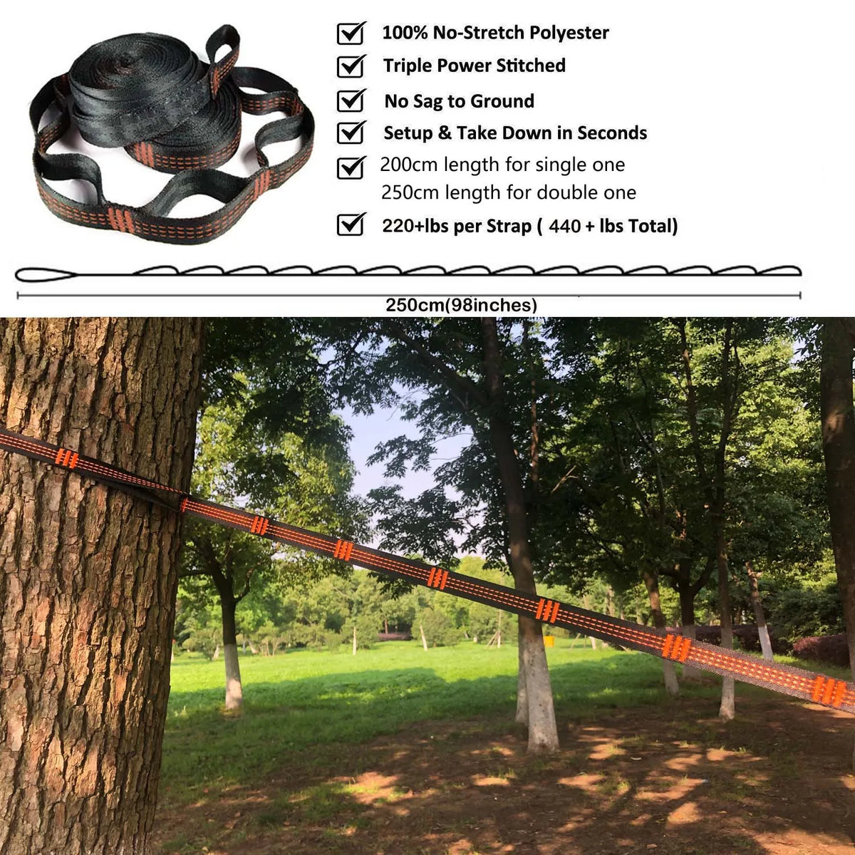 Parachute Camping Hammock with Tree Straps — photo 4