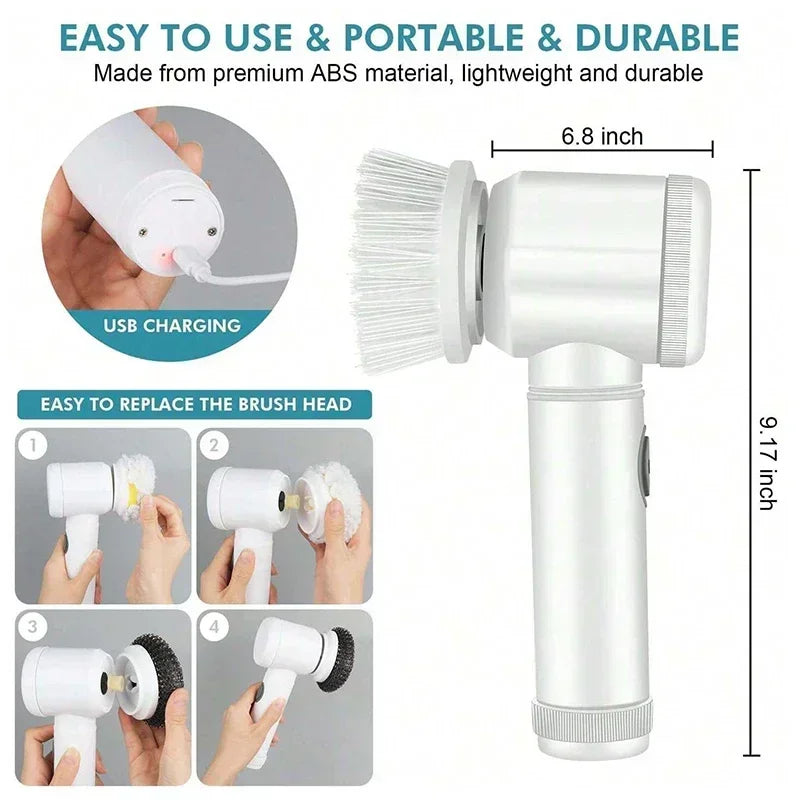 Cordless Electric Spin Scrubber — 5 Brush Heads — photo 3