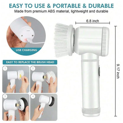 Cordless Electric Spin Scrubber — 5 Brush Heads — photo 3