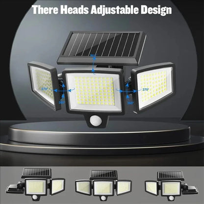 3-Head Solar Security Light with Remote — 208 LED — photo 4