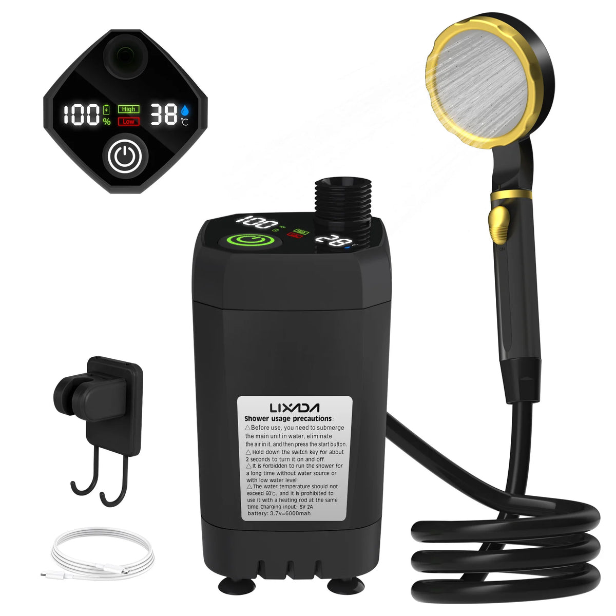 Portable Rechargeable Camping Shower with Digital Display — photo 2