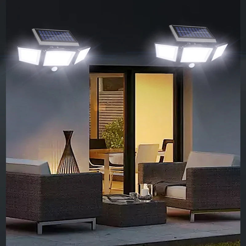 3-Head Solar Security Light with Remote — 208 LED — photo 1