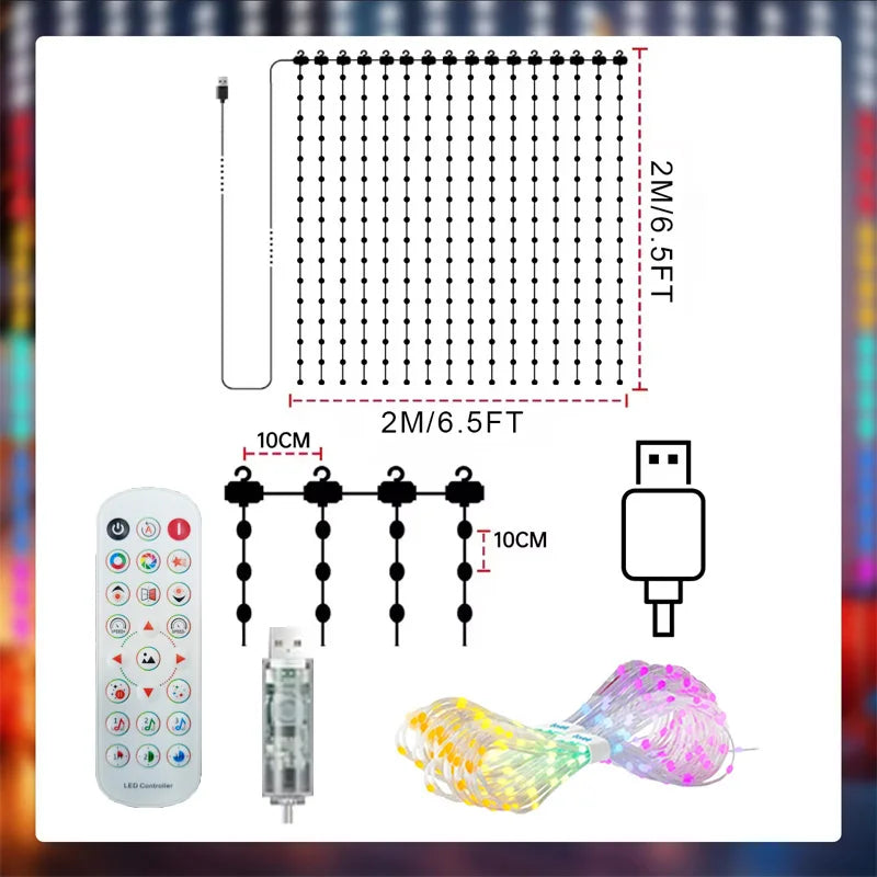Smart Christmas Curtain Lights — App-Controlled 400 LED Pixel Display — photo 5
