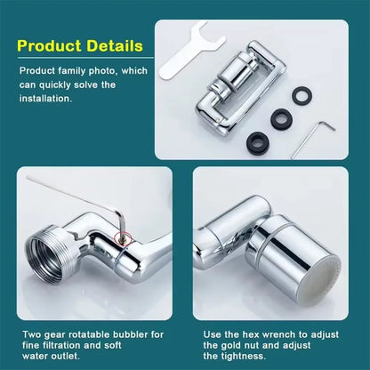 1080° Swivel Tap Extender — Metal, 2 Spray Modes — photo 4