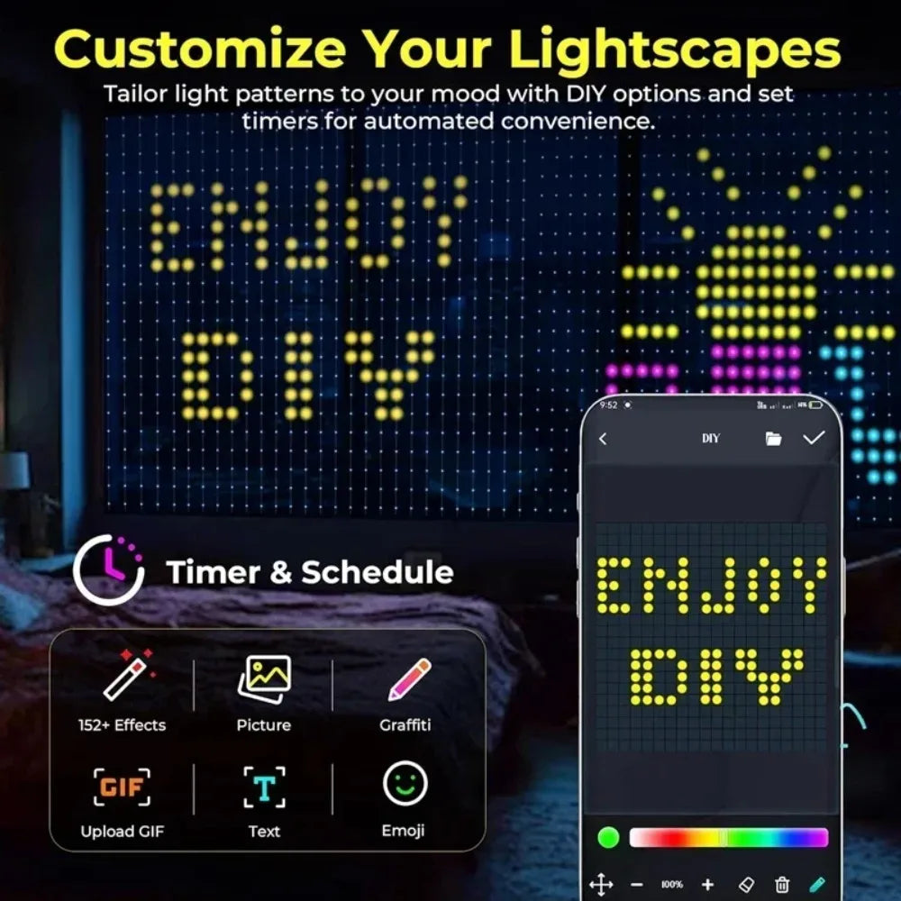 Smart Christmas Curtain Lights — App-Controlled 400 LED Pixel Display — photo 2